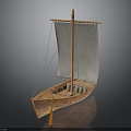 Traditional Wooden Sailboat With White Sail And Wooden Mast For Water Transport
