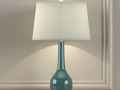 Decorative Green Table Lamp With Vase Shaped Base And White Lampshade 3d model