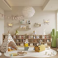 Cozy Playroom Interior With Teepee Tent Toys Bookshelves Rabbit Plush And Cactus Decor