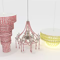 Stylish Crystal Chandeliers with Columnar Beaded Design Classic Pendant and Round Ceiling Styles