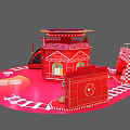 Red New Park Structure With Checkerboard Design And Entrance Features 3d model