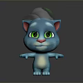 Blue Cartoon Cat Wearing White Green Cap With Green Eyes Pink Nose Arms Outstretched