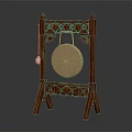 Traditional Chinese Gong Musical Instrument With Handcrafted Wooden Frame And Hanging Mallet