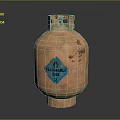 Rusty Orange Gas Cylinder With Flammable Gas Label For Household Daily Use