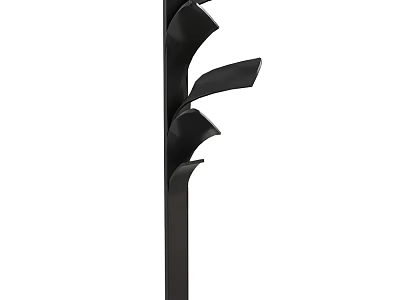 Modern Black Decorative Column With Curved Blades And Sleek Vertical Design 3d model