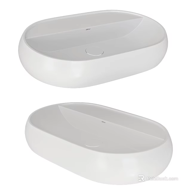 Minimalist Modern White Oval Washbasin With Sleek Design And Smooth Surface 3d model