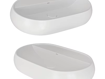 Minimalist Modern White Oval Washbasin With Sleek Design And Smooth Surface 3d model