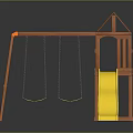Wooden Playground Set With Yellow Slide Swing Seats And Tower Structure For Kids
