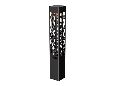 Modern Black Outdoor Light Column With Intricate Hollow Out Pattern Design 3d model