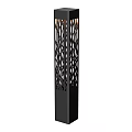 Modern Black Outdoor Light Column With Intricate Hollow Out Pattern Design