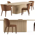 Modern Minimalist Table And Chair Set With Wooden Top And Fabric Seats