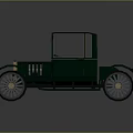 Vintage Green Classic Car With Wooden Front Grille And Large Retro Wheels