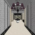 Elegant Hotel Public Lounge Interior With Chandeliers Sofas And Decorative Carpets