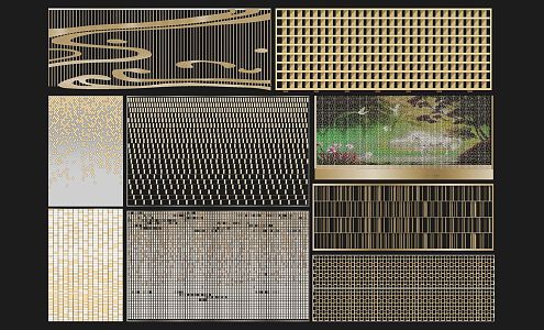 Modern landscape wall metal grid landscape wall hollow gradient perforated panel partition 3d model