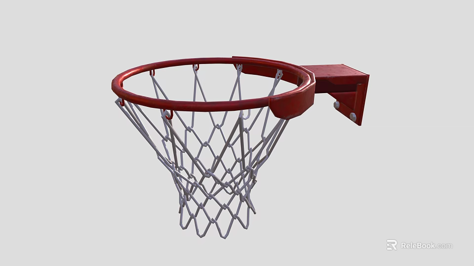 Basketball Hoop Sports Equipment With Red Rim White Net And Wall Mounted Design 3d model 