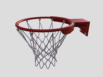 Basketball Hoop Sports Equipment With Red Rim White Net And Wall Mounted Design 3d model