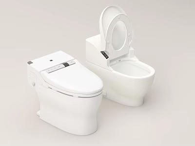 Modern White Smart Toilets With Open Lid And Closed Cover Design 3d model