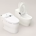 Modern White Smart Toilets With Open Lid And Closed Cover Design