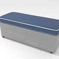 Upholstered Storage Bench With Blue Padded Top Gray Wooden Frame Drawers And Golden Handles