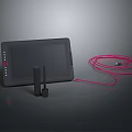 Black Digital Graphics Drawing Tablet With Stylus Pen And Red Charging Cable
