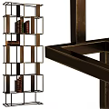 Modern Two Seater Sofa With Metal Frame And Wooden Bookshelf Holding Stacked Books
