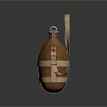 Traditional Brown Water Container With Leather Strap And Cross Binding 3d model