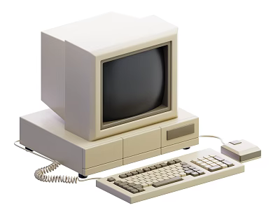 Vintage Desktop Computer Classic Design With CRT Monitor Desktop Unit Keyboard And Mouse 3d model