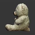 White Fluffy Teddy Bear with Brown Bow Tie Text on Paws on Black Reflective Surface 3d model