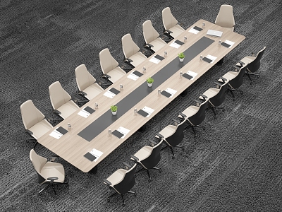 Conference table and chair combination 3d model