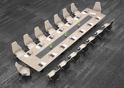 Conference table and chair combination 3d model