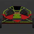 Off Road Go Kart Featuring Green Frame Red Body Black Seats And Wheels