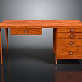 Classic Wooden Office Desk With Long Drawer And Four Small Storage Drawers