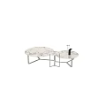 Modern Round Coffee Table With Marble Top Metal Frame And Side Table