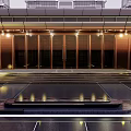 Modern Entrance Gate With Metal Frame Glass Panels Steps And Lighting