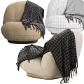 Comfortable Accent Chair in Velvet Plush Fabric with Plaid Blanket Design