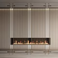 Modern Room Divider With Metal Frame Grid Design Accentuated By Fireplace Flames In Elegant Interior
