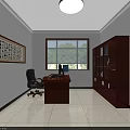 Public Security Mediation Room With Service Counter Information Boards And Office Equipment