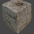 Ancient Weathered Stone Block With Rustic Surface And Top Metal Ring 3d model