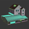 Two Story House With Red Roof White Exterior And Covered Porch