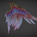 Colorful Feather Wall Decoration with Pink Purple Blue Plumes and Gold Accents