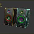 Pair of Black HiFi Stereo Speakers With Dual Driver And Enclosure Design