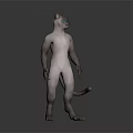Game Film Character Feline Humanoid 3D Model Green Eyes White Body Standing Pose and Tail