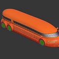 Orange Stretched Limousine With Sleek Body Black Windows And Red Wheels