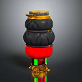 Multi layered Industrial Equipment With Gold Accents Black Layers Red And Green Sections