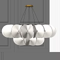 Modern White Petal Shaped Layered Chandelier with Soft Light on Gray Wall