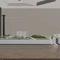 Modern Sales Office Interior With White Walls Black Pillars And Building Models On Display Tables