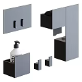 Modern Grey Wall Mounted Bathroom Accessories With Soap Dispenser And Storage 3d model