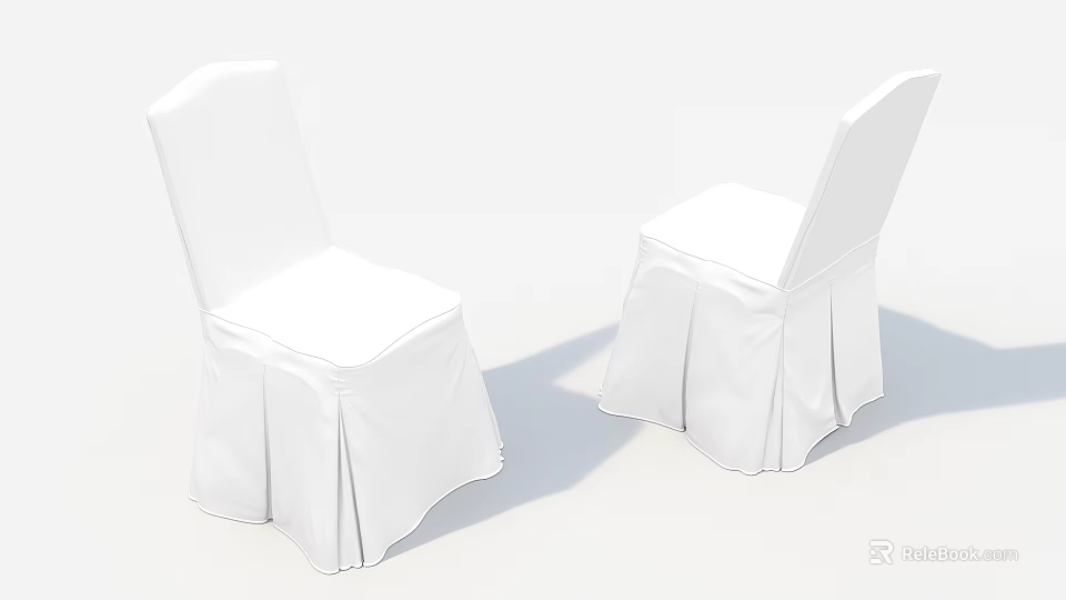 White Indoor Chairs With Skirted Design And Ruffled Edge Detail For Decor 3d model 