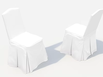 White Indoor Chairs With Skirted Design And Ruffled Edge Detail For Decor 3d model