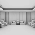 Modern Hotel Public Lounge Interior With Large Windows Comfortable Sofas And Soft Lighting 3d model
